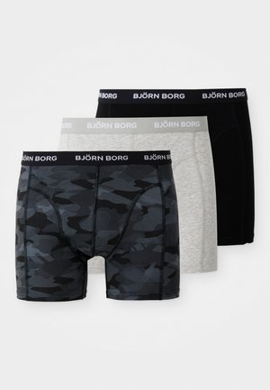 Tričko pánskych boxeriek: čierne, šedé a čierne maskáčové vzory, s elastickými pásmi so značkovým názvom "BJÖRN BORG."