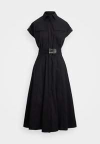 BUCKLE TRIM COTTON BLEND SHIRTDRESS - Skjortklänning - black