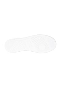 Sole in gomma bianca con un motivo a texture per la presa, caratterizzata da un logo circolare e dettagli a forma di diamante. Finitura liscia complessivamente.
