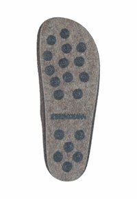 Felt insole with a soft texture, featuring a gray-brown color and circular black rubber accents for grip in a dotted pattern.
