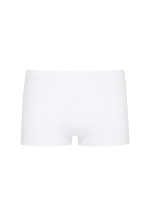 Witte katoenen boxers met een middelhoge taille, voorzien van een gladde textuur, minimalistisch ontwerp en zonder zichtbare branding of accenten.