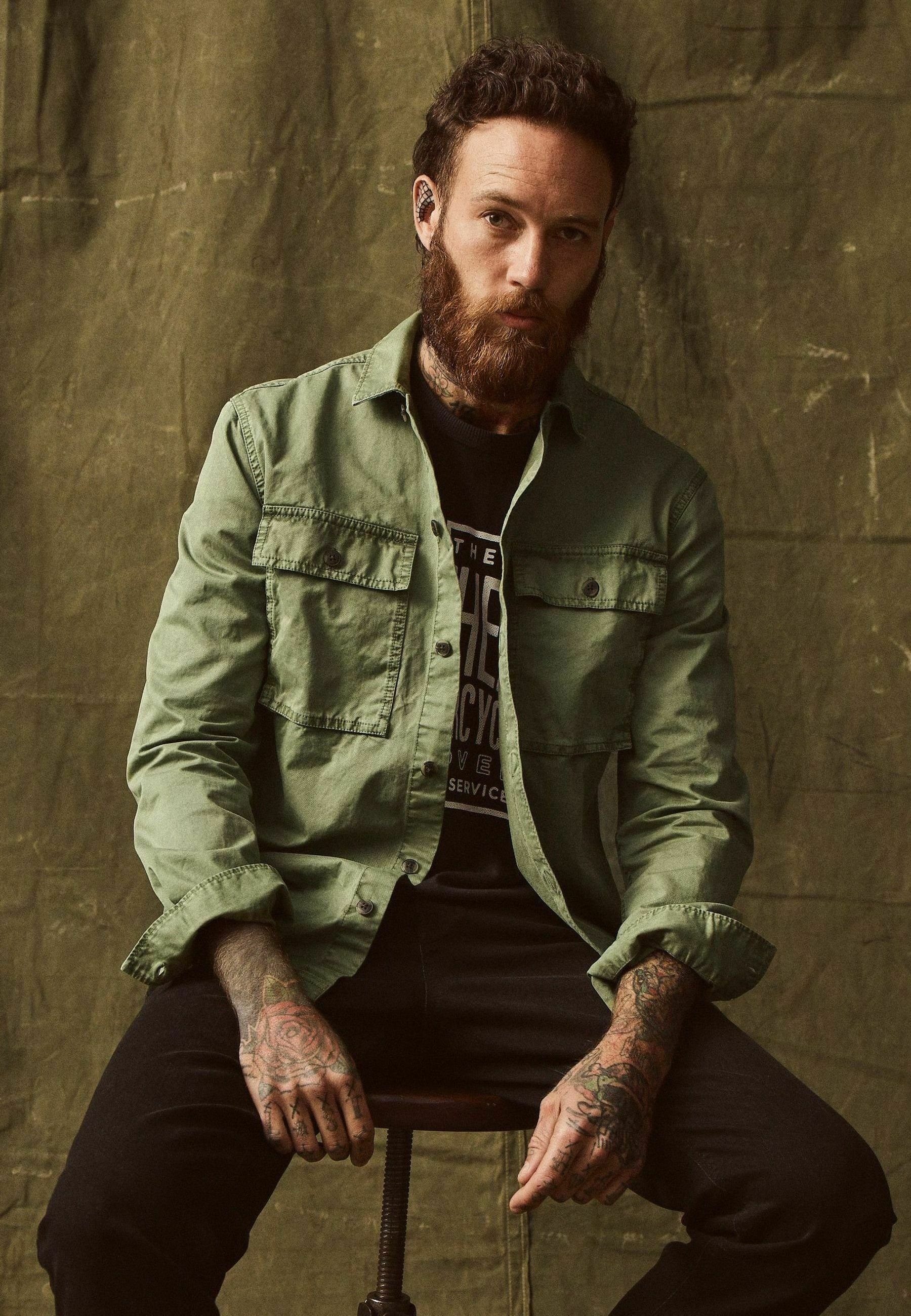 the long haul jacket in washed olive herringbone