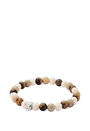 BEAD-MIT STEINEN - Armband - silberfarben, natur, braun, weiß