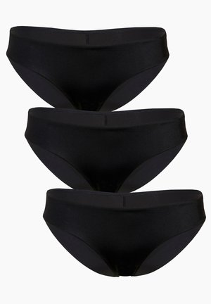 Tre paia di slip in cotone nero. Caratterizzati da una texture liscia con un design a vita bassa e una cintura senza cuciture.
