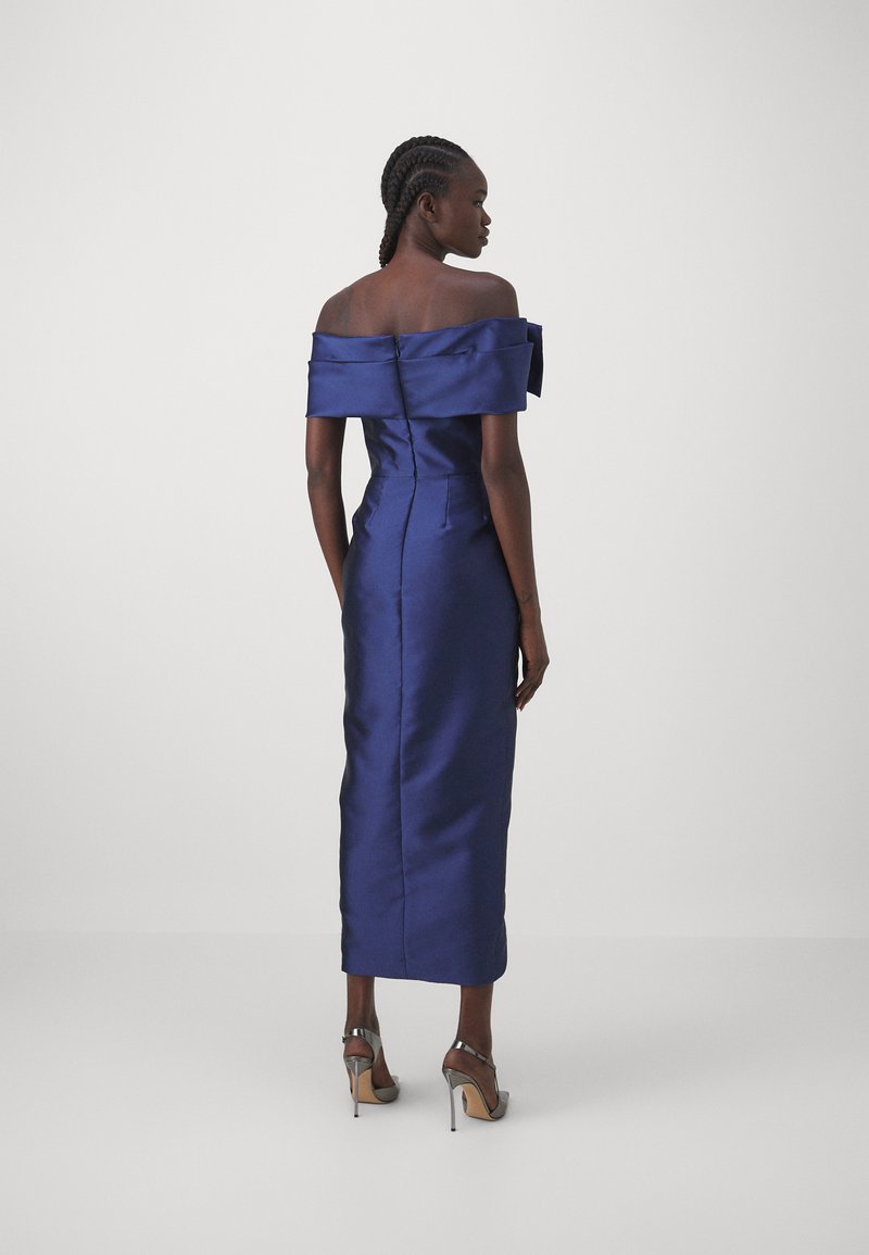 Gown Navy Asos Design Cape Back Dipped Hem Midi Dress ASOS DESIGN Tall High Neck Ruched