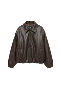 Jakna iz umetnega usnja - dark brown