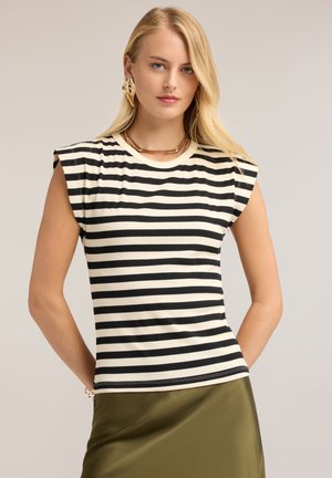 Motivi, T-SHIRT A RIGHE A COSTE - T-Shirt print - nero