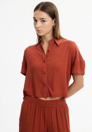 INSIDE, CAMISA BAMBULA MANGA CORTA - Blusa - marrón