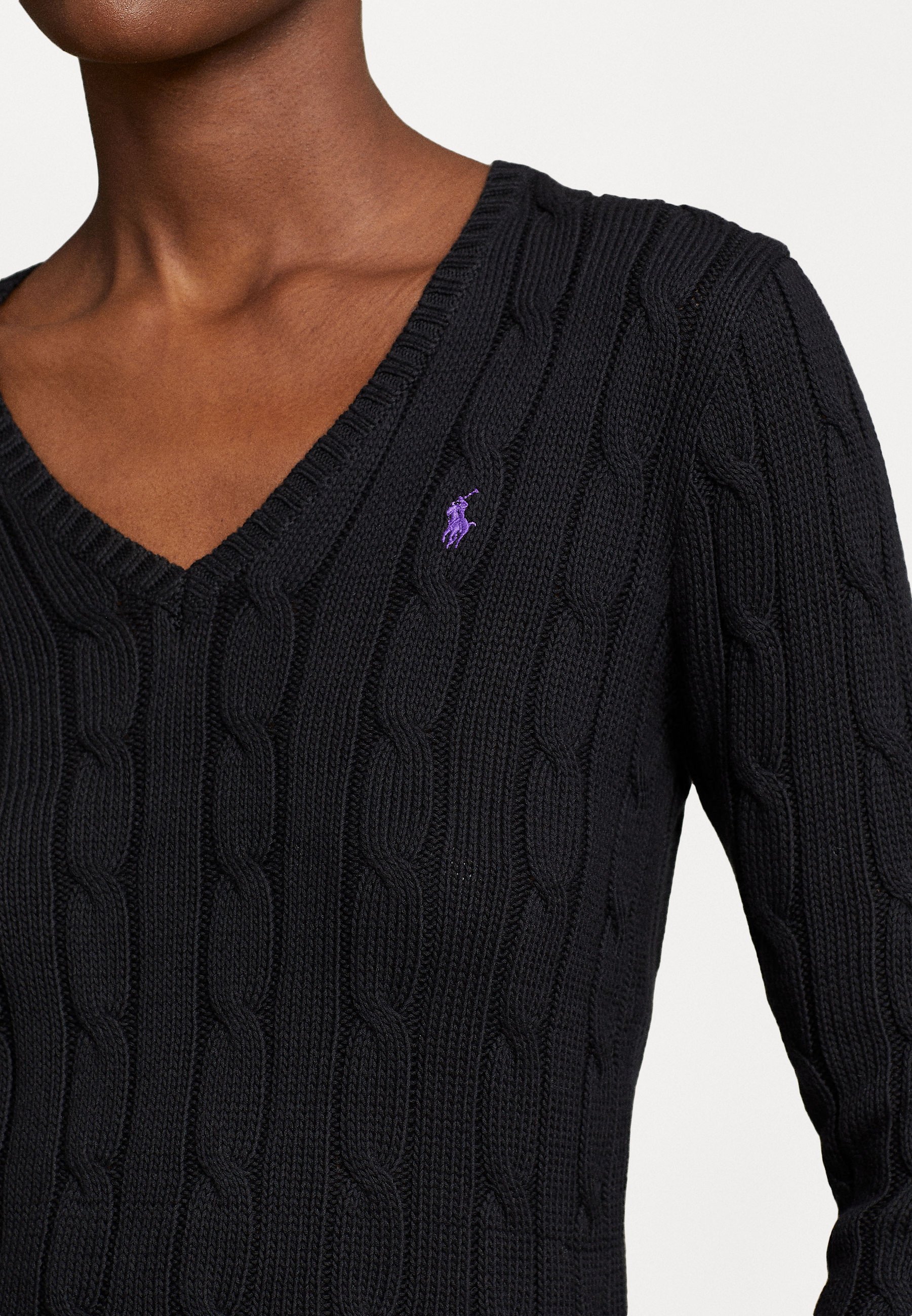 Polo Ralph Lauren CABLE KNIT COTTON V NECK SWEATER - Trui