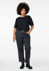 Zizzi Osnovna majica kratkih rukava - black sliver lurex