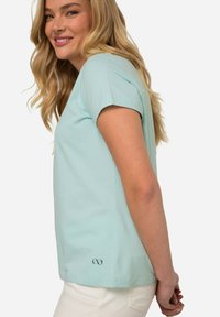 LAURASØN KLEINER KNOTEN V-AUSSCHNITT HALBARM - T-shirt basic - deep mint