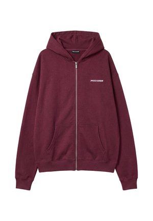 Pegador, LOGO OVERSIZED SWEAT JACKET - Φούτερ με φερμουάρ - washed dark red white
