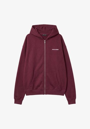 Pegador, LOGO OVERSIZED SWEAT JACKET - Φούτερ με φερμουάρ - washed dark red white