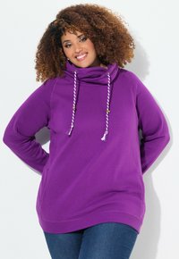 Ulla Popken MIT STEHKRAGEN RAGLANFORM LANGE ÄRMEL  - Felpa - classic dark purple