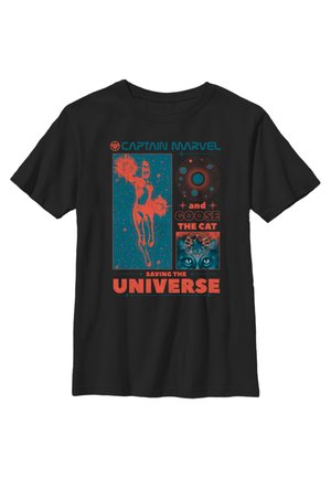 CAPTAIN MARVEL MOVIE GOOSE AND CAPT COLLAGE - T-shirt z nadrukiem