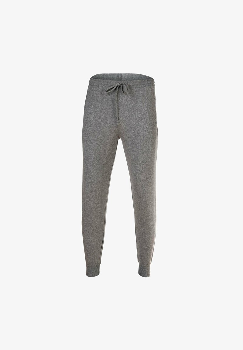Grijze sweatpants gemaakt van zachte, textuurstof. Voorzien van een elastische tailleband met een trekkoord, geribde boorden en zijzakken.