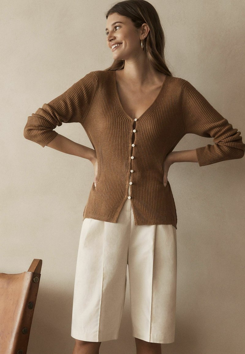 Next BUTTON THROUGH REGULAR FIT - Cardigan - camel brown