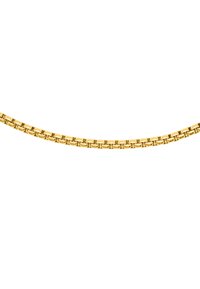 Collana in oro con un design a maglie interconnesse lisce. Presenta una finitura lucida e uno spessore uniforme.