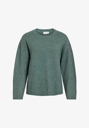 VILA, VILIGA L/S O-NECK KNIT TOP - NOOS - Strickpullover - balsam green