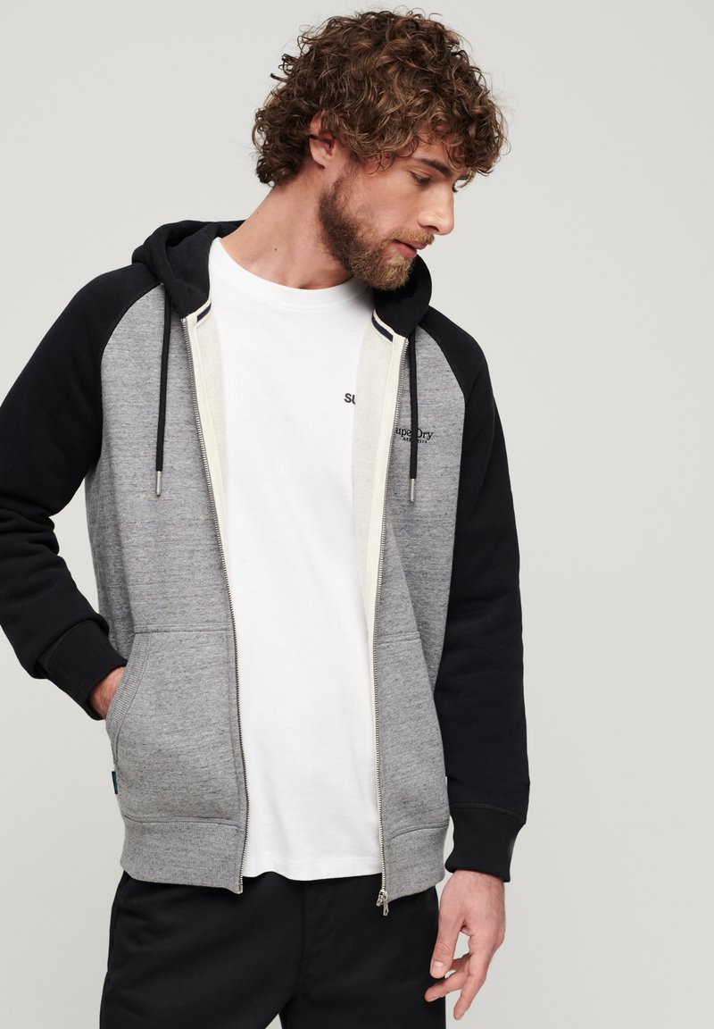 Superdry & Co ESSENTIAL BASEBALL - Sudadera con cremallera - dark grey fleck marl black
