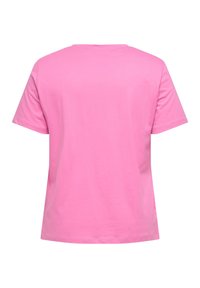 Απλό ροζ κοντομάνικο μπλουζάκι, εμφανιζόμενο από πίσω, με στρογγυλή λαιμόκοψη και χωρίς ορατά λογότυπα ή σχέδια.