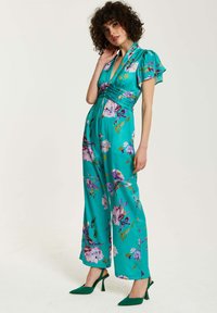 Liquorish FLORAL WITH SHORT SLEEVES - Jumpsuit - green