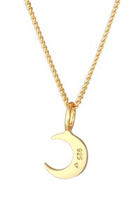 Collana placcata in oro con pendente a forma di luna crescente. Presenta una catena tortile e il marchio "925" inciso per l'autenticità dell'argento sterling.