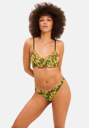 Bikiniunderdel - olive abstract floral
