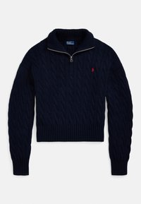 CABLE-KNIT COTTON QUARTER-ZIP SWEATER - Pullover - hunter navy