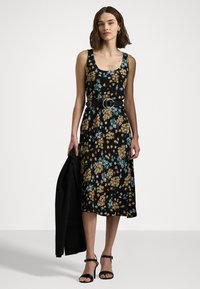 Lauren Ralph Lauren FLORAL BELTED CREPE SLEEVELESS DRESS - Dienas kleita - black multi