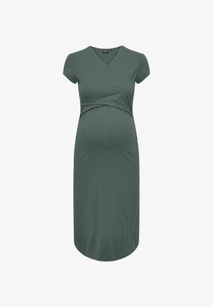 ONLY MATERNITY NORMAL GESCHNITTEN V-AUSSCHNITT MIDI - Robe en jersey - balsam green