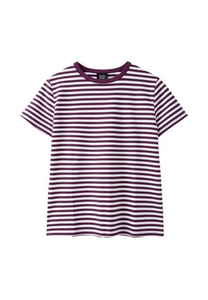 Stradivarius, B02 BASIC STRIPED REGULAR FIT SOFT-TOUCH T-SHIRT - T-shirt print - dark purple