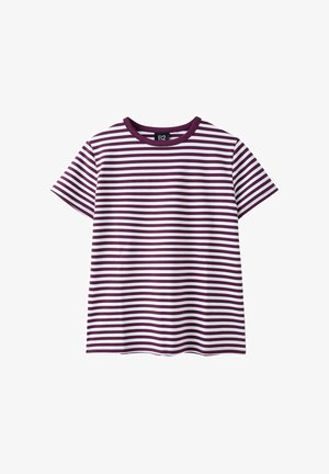 Stradivarius, B02 BASIC STRIPED REGULAR FIT SOFT-TOUCH T-SHIRT - T-shirt print - dark purple