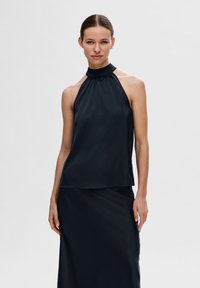 Selected Femme SLFLENA RACHELLE HALTER NECK - Top - dark sapphire