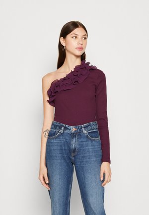 VILA VIMIA ONE SHOULDER FLOUNCE - T-shirt à manches longues - winter bloom