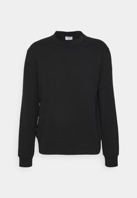 Felpa nera a girocollo realizzata in cotone morbido. Caratterizzata da maniche lunghe e polsi e orlo a costine. Design semplice e privo di decorazioni, silhouette pulita.
