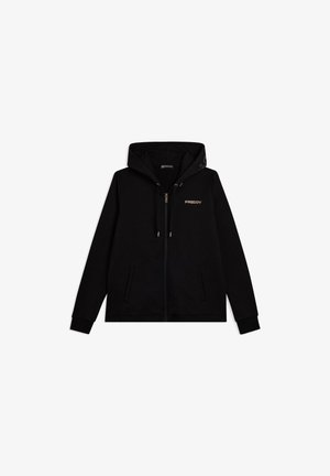 Felpa nero con zip, due tasche frontali, cappuccio con coulisse e logo "FREDDY" sul petto sinistro e sull'etichetta interna.