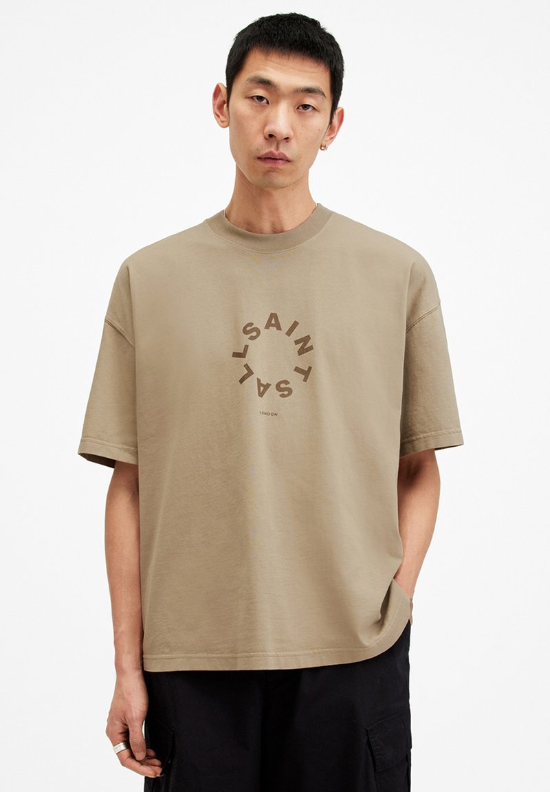 AllSaints TIERRA CREW - Camiseta estampada - acre brown