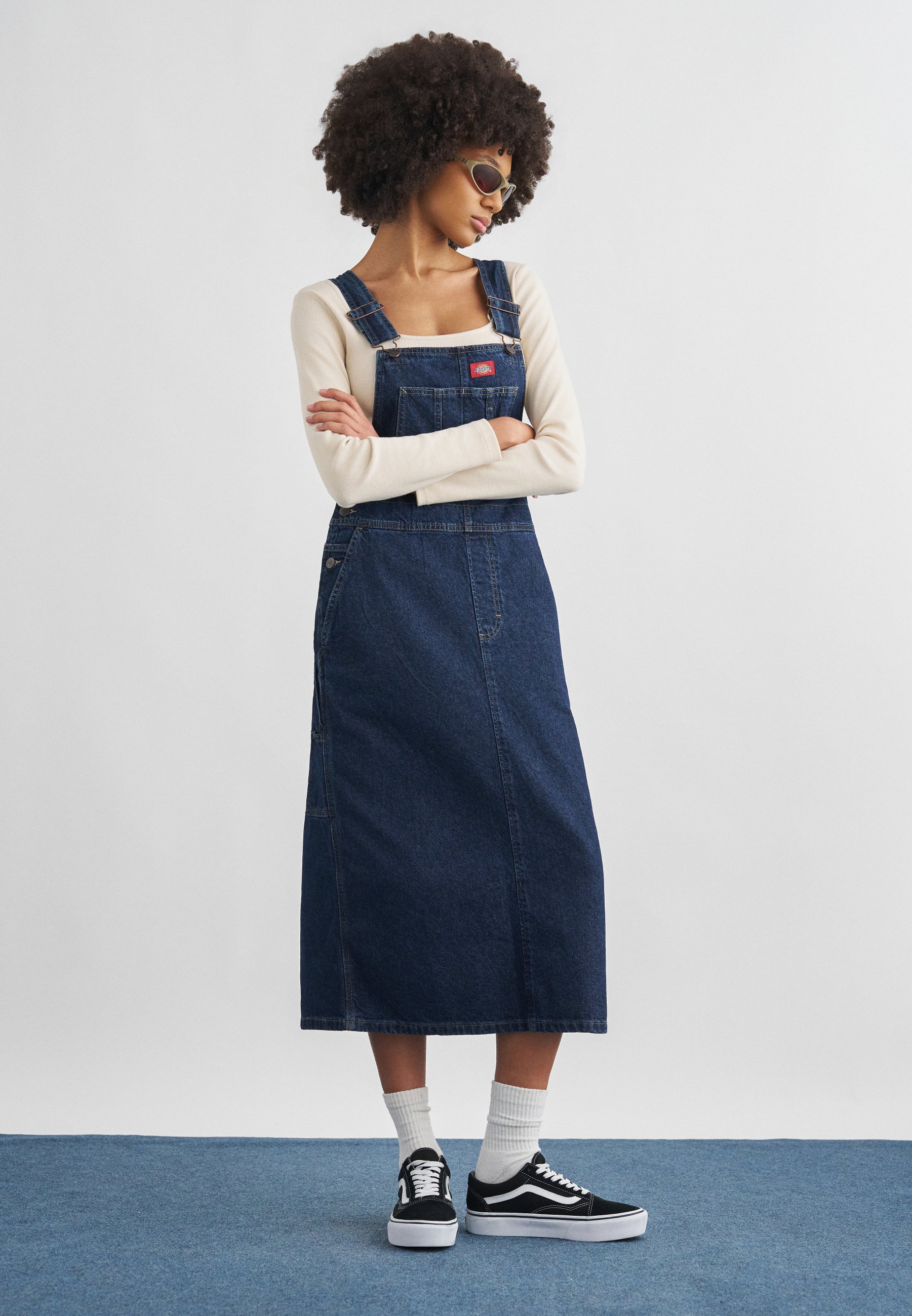 Dickies BIB DRESS - Denim dress - dark blue denim/dark-blue denim