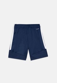 Ναυτικές αθλητικές σορτς με ελαφρύ σχεδιασμό, με λευκές πλευρικές λεπτομέρειες και ελαστική μέση. Φτιαγμένα από αναπνεύσιμο, υδρόφοβο ύφασμα.