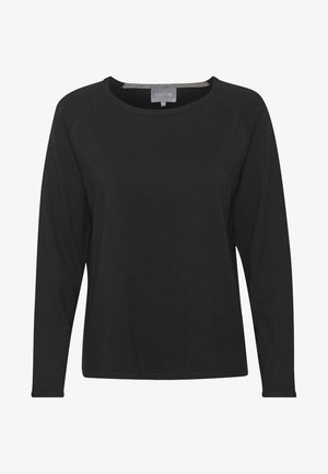 Mustat pitkähihainen T-paita, joka on valmistettu pehmeästä kankaasta ja jossa on pyöreä kaula-aukko sekä raglan-hihat. Yksinkertainen muotoilu ilman kuvioita tai grafiikkaa.