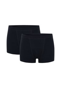 Caleçons noirs en pack de deux, avec une texture lisse, un design ajusté et des coutures contrastantes le long des bords.