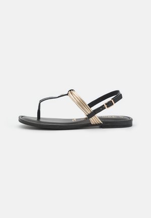 Tamaris T-bar sandals - black/gold