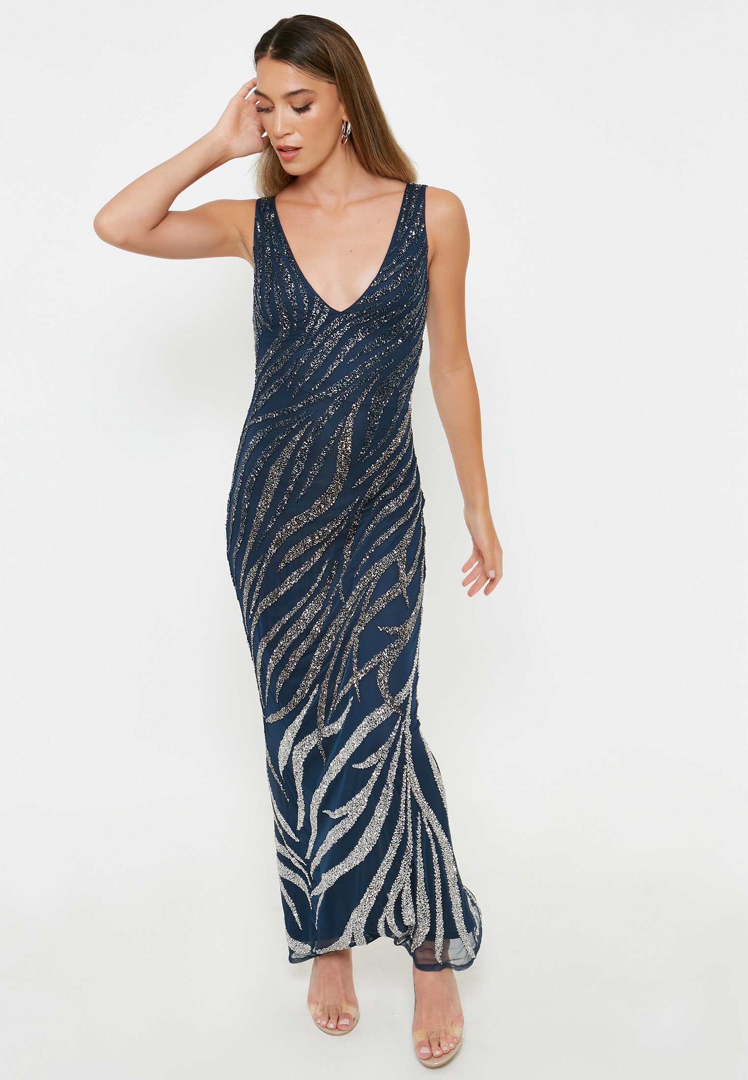 robe sequin bleu marine