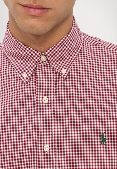 Polo Ralph Lauren CUSTOM FIT GINGHAM STRETCH POPLIN SHIRT - Camicia - wine/white