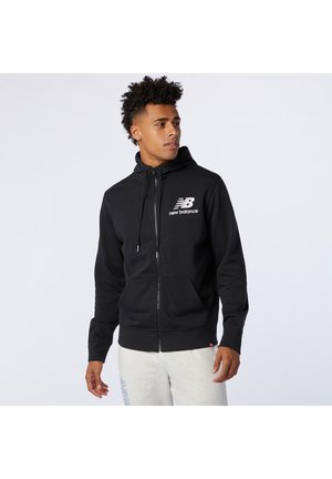 ESSENTIALS STACKED FULL ZIP HOODIE - Felpa con zip - black
