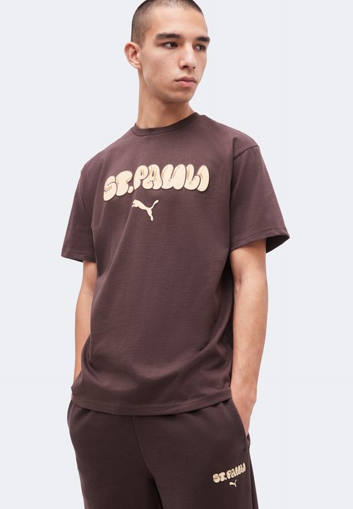 PUMA FC ST PAULI GRAPHIC TEE - Club wear - chocolate brown/beige — photo 4