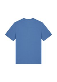 Blauwe T-shirt met korte mouwen en ronde hals, gemaakt van zachte katoen, met een gladde textuur en een eenvoudig, onversierd ontwerp.