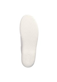 Semelle de chaussure blanche avec un motif texturé ondulé, design plat et sans marque visible. Surface lisse avec des bords arrondis.