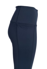 Marine hoge taille leggings van rekbaar materiaal met platte naden en een zijzak. Gladde textuur, strakke pasvorm en nauwkeurig ontwerp.